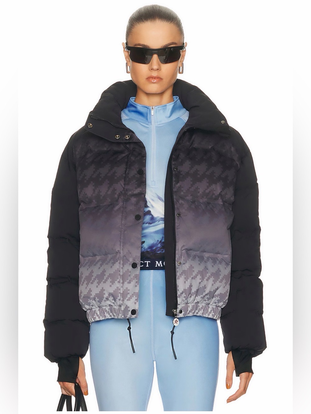 Perfect Moment Houndstooth Down Puffer Ski Jacket Black NWT Size M